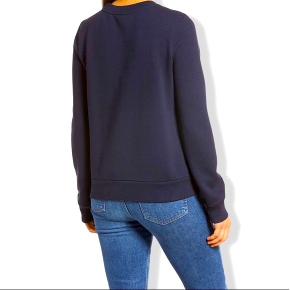 MERRY Holiday Festive Sweatshirt, Navy w/ raised textured multi-colored letters - Picture 3 of 12